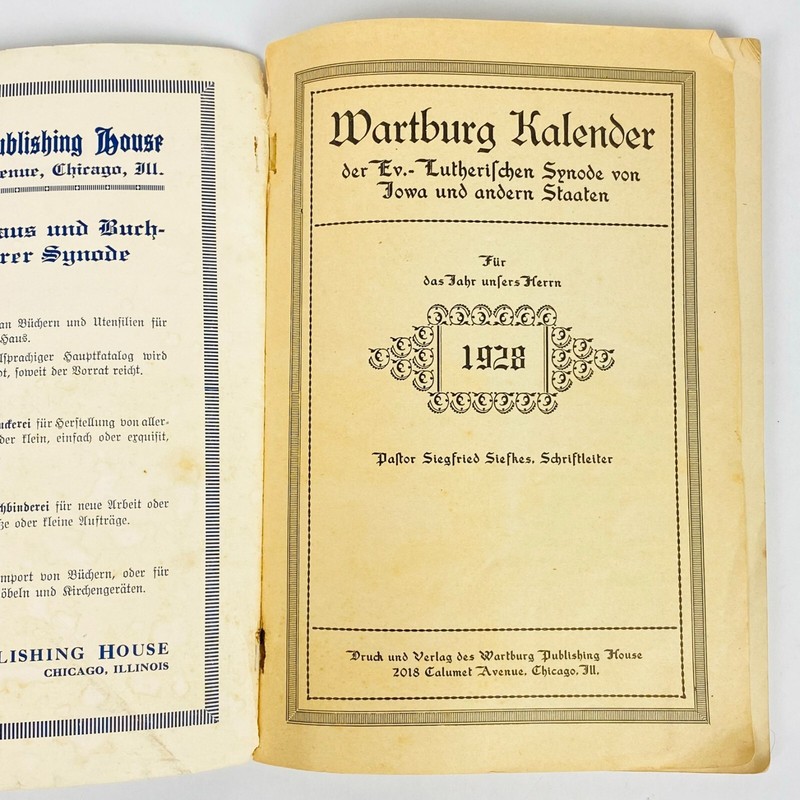 1928 Wartburg Kalender German Edition Book Seminar Dubuque Iowa Vintage gallery