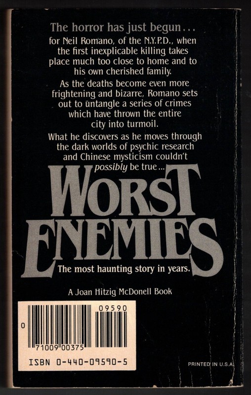 Worst Enemies by Jack Scaparro, 1983 First Edition Vintage Paperback gallery