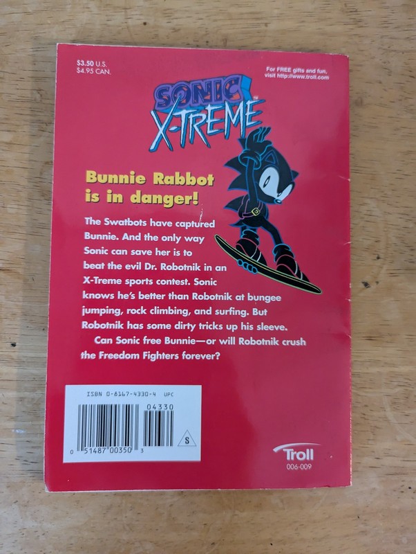 "Sonic X-TREME" by Michail Teitelbaum; illus. Ron Zalme (2nd print, PB,) gallery