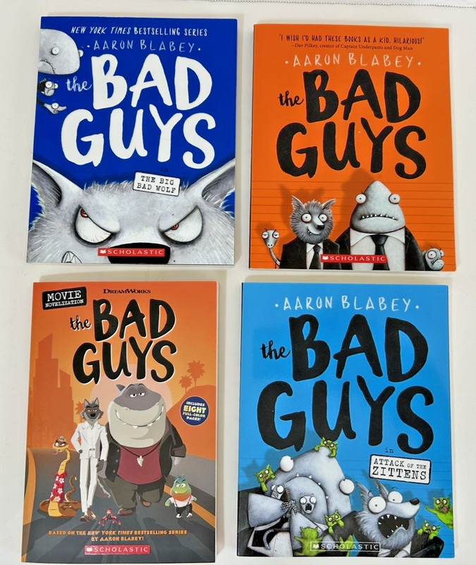 Mixed Lot of 4 The Bad Guys Books by Aaron Blabey Wolf Dream Works Movie