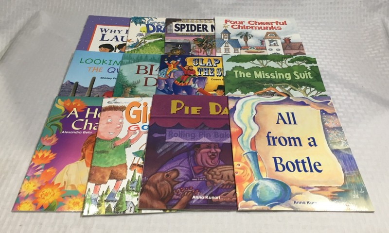 LOT OF 12 HAMPTON BROWN PHONICS & FRIENDS STORYBOOKS / READERS LEVEL C, E, E, F