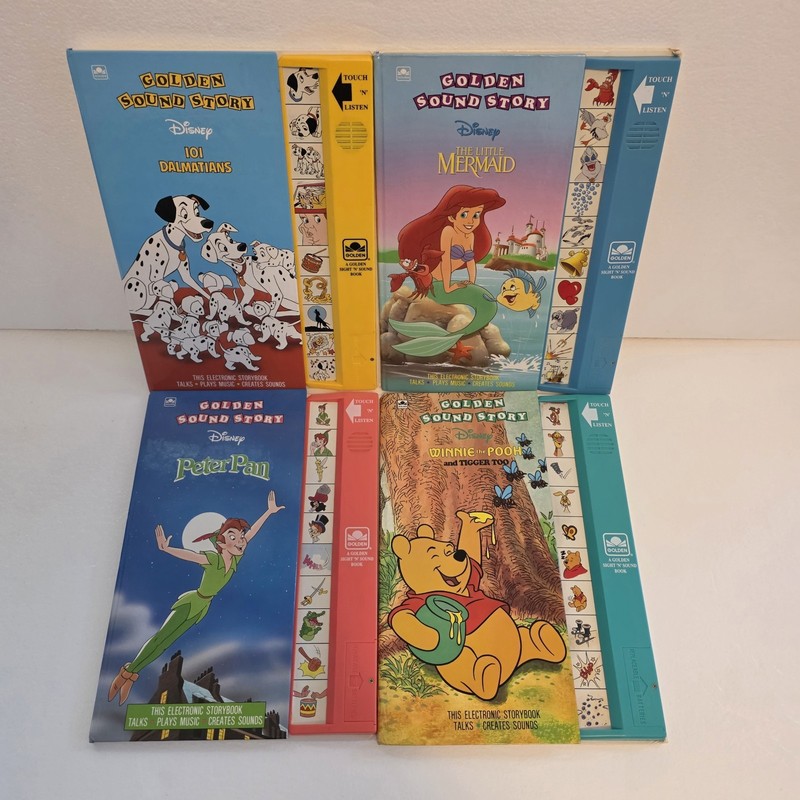 Vintage Set of 4 Golden Sound Story Disney Electronic Golden Sight N Sound Books