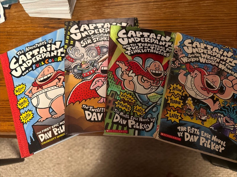 Captain Underpants 4 Book Lot-used. 2 Paperback, 2 Hardcover