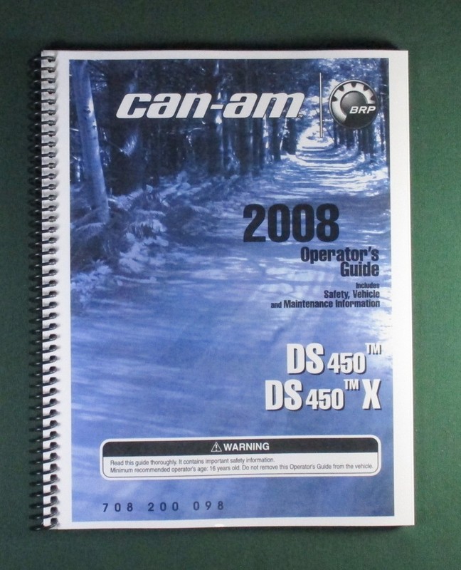 2008 Can-Am DS 450X Owner’s Manual: 148 Pages & Protective Covers!