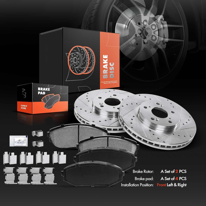 11.81 Inch(300Mm) Front Drilled and Slotted Disc Brake Rotors+Ceramic Pads Kit C gallery