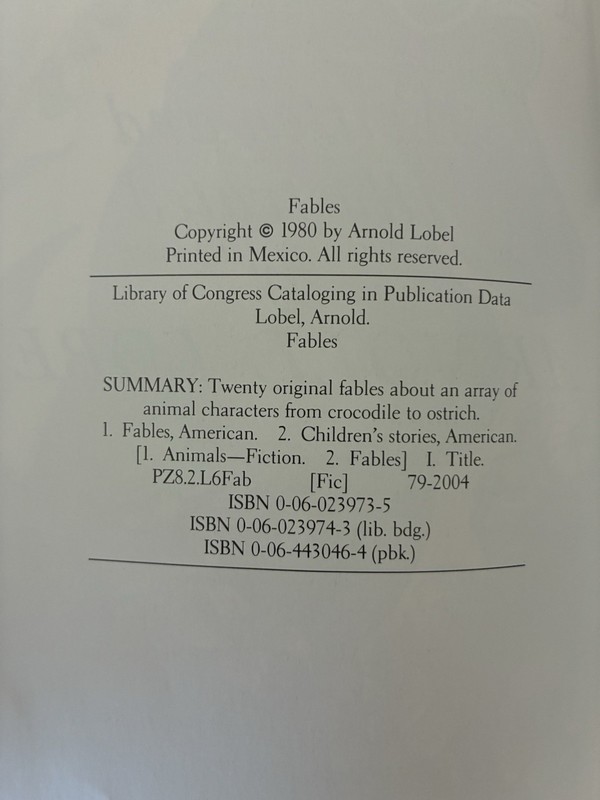 Fables by Arnold Lobel 1980 HarperCollins Trade Paperback Book Caldecott Medal gallery