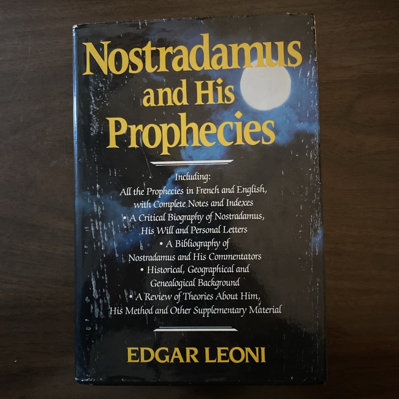 Nostradamus and His Prophecies, Edgar Leoni 1982 Hardcover & Dust Jacket