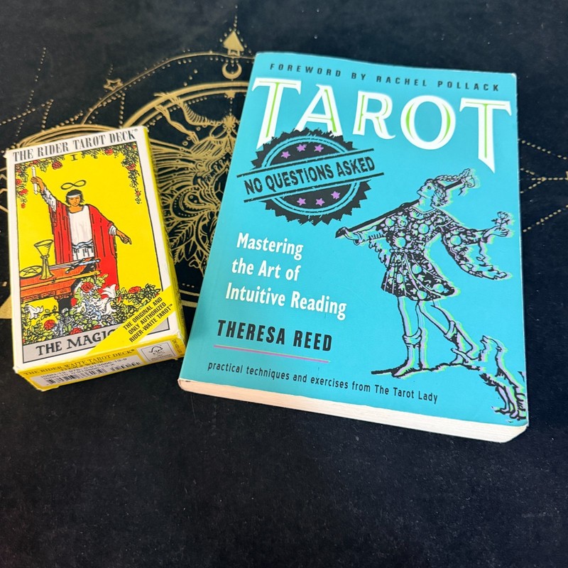 Classic Rider Tarot Deck & Tarot No Questions Asked Theresa Reed Book Bundle Set