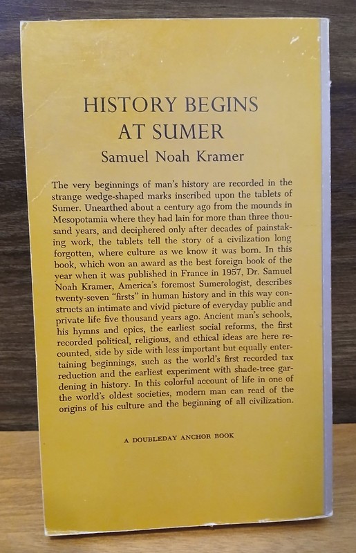 History Begins at Sumer by Samuel Noah Kramer Very Good 1959 Anchor Paperback gallery
