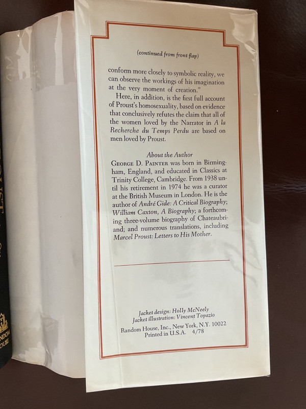 Marcel Proust :Biography by George D. Painter Vol. I & 2, Very Good 1st Ed gallery
