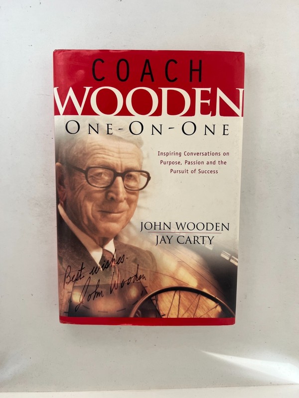John Wooden Signed Book: One on One (1st Ed & Print) + American Treasure