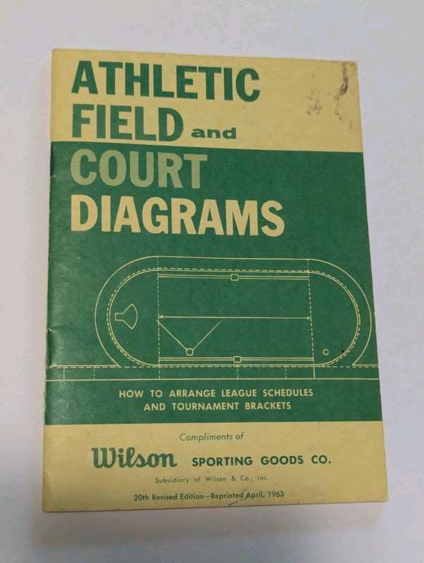 Vintage Wilson Sporting Goods Athletic Field and Court Diagrams Printed In 1967