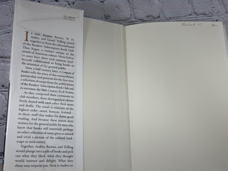 A Company of Readers: Uncollected Writings of Auden, Barzun, and Trilling [2001] gallery