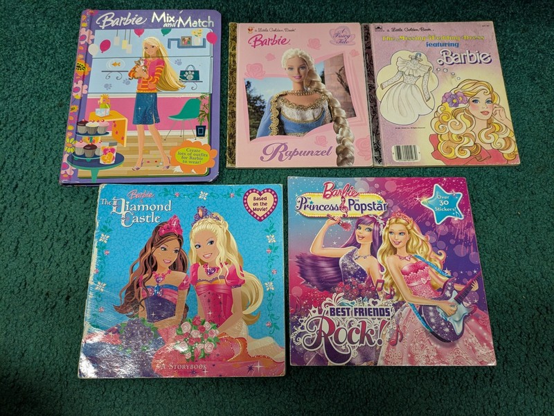 Lot Of 5 Barbie Books – Little Golden, Mix & Match, Diamond Castle, Best Friends