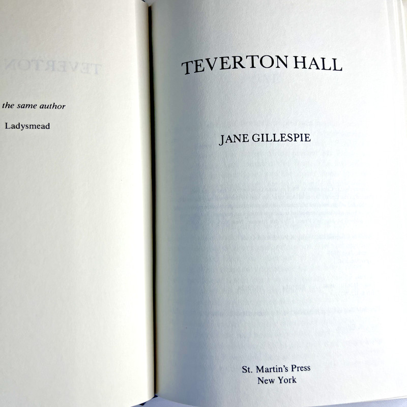 TEVERTON HALL by Jane Gillespie Historical Family Drama Hardcover DJ 1st Ed 1983 gallery