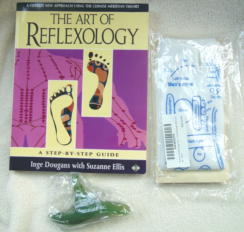 Art of Reflexology Book & Bromans Reflexology Pressure Points Foot Massager Sox