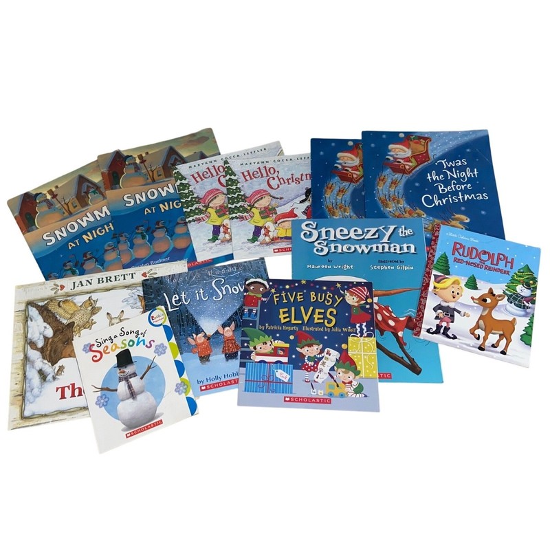 Lot of 12 Childrens Christmas Winter Themed Variety Books Scholastic Collection
