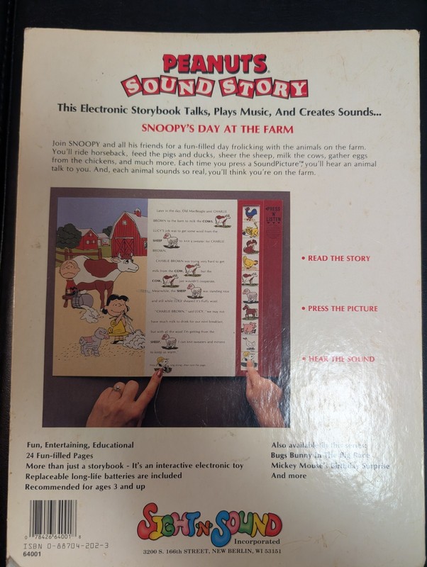 Vintage Peanuts Sound Story Snoopy's Day At The Farm Sight-n-Sound Book gallery
