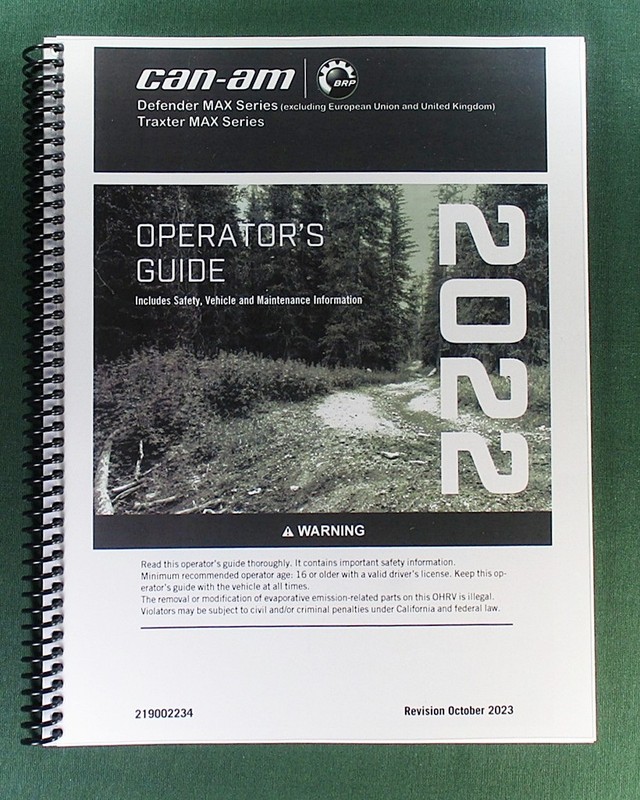 2022 Can-Am Defender MAX DPS HD9 Owner’s Manual: 258 Pages & Protective Covers!