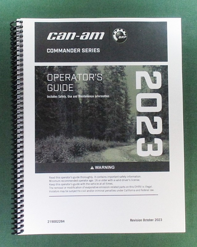 2023 Can-Am Commander XT 1000R Owner’s Manual: 248 Pages & Protective Covers