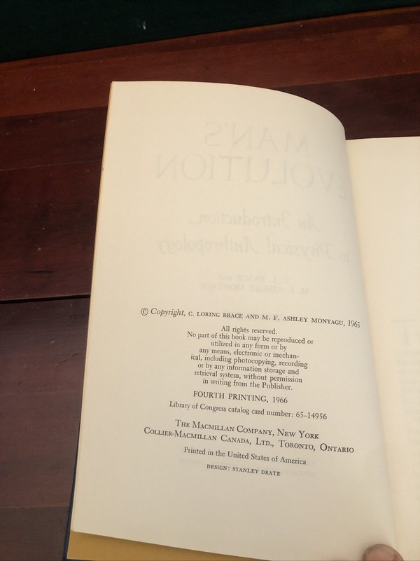 ￼”Man's Evolution An Introduction to Physical Anthropology” Brace & Montagu 1966 gallery