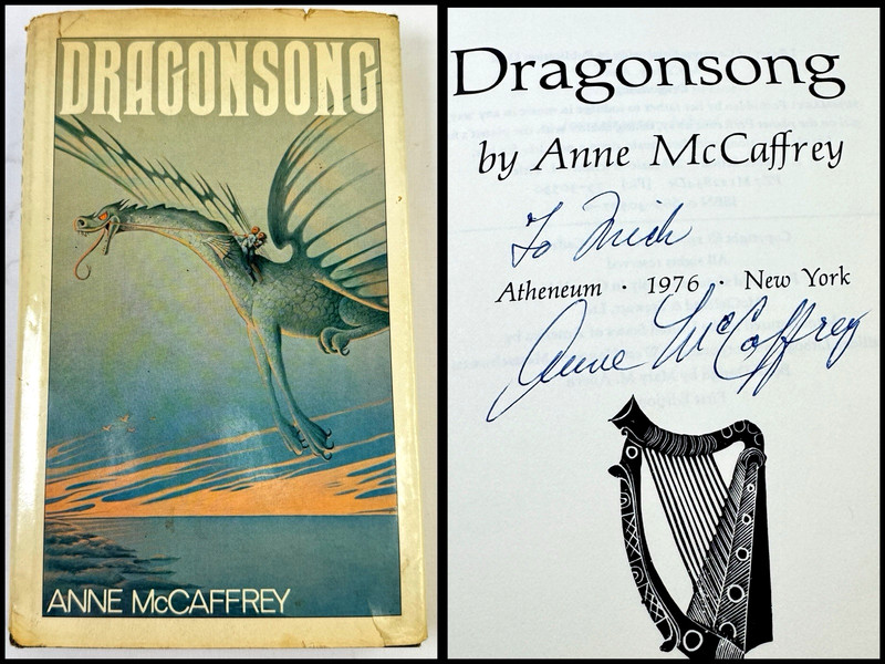 DRAGONSONG Anne McCaffrey SIGNED 1st Ed 1st Print 1976 Atheneum Hardcover DJ