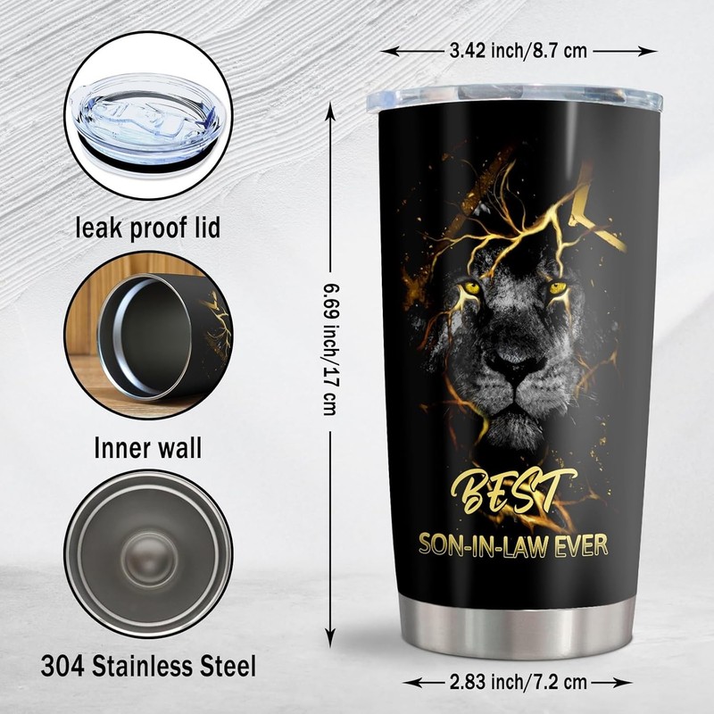 Versatile 20oz Stainless Steel Tumbler for Son-In-Law - Ideal for Home & Travel gallery