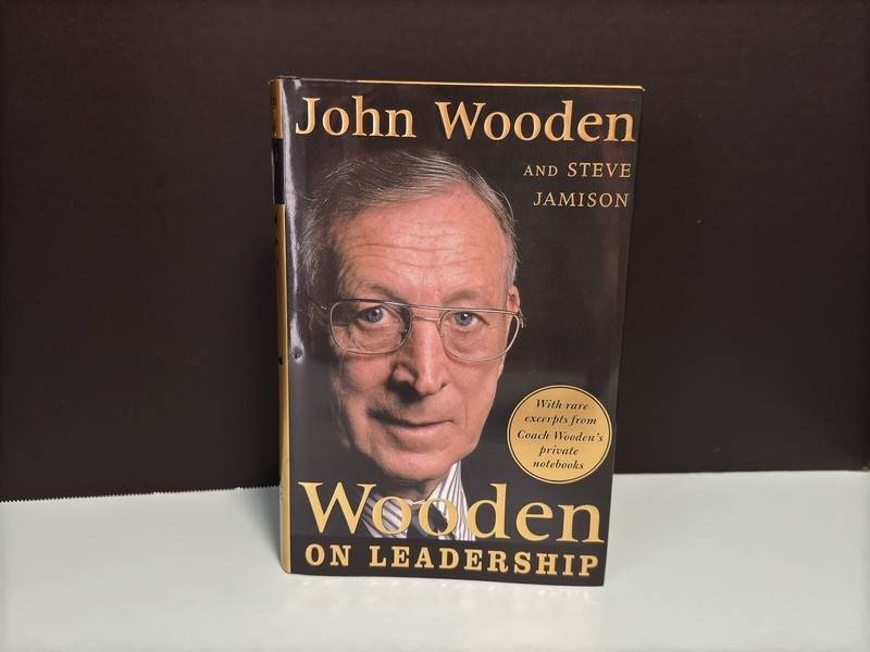 John Wooden BOOK Signed Copy Autographed Copy Wooden On Leadership UCLA Bruins