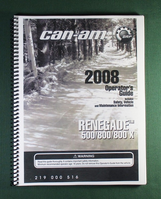 2008 Can-Am Renegade 800 Owner’s Manual: 148 Pages & Protective Covers!
