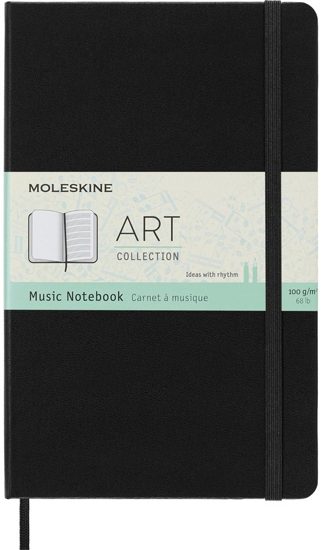 Art Music Notebook, Hard Cover, Large (5″ x 8.25″) Pentagram, Black, 192 Pages