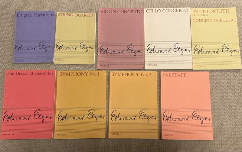 ELGAR: Lot of 9 Scores all by Edward Elgar (Novello, paperback) See pics & desc.