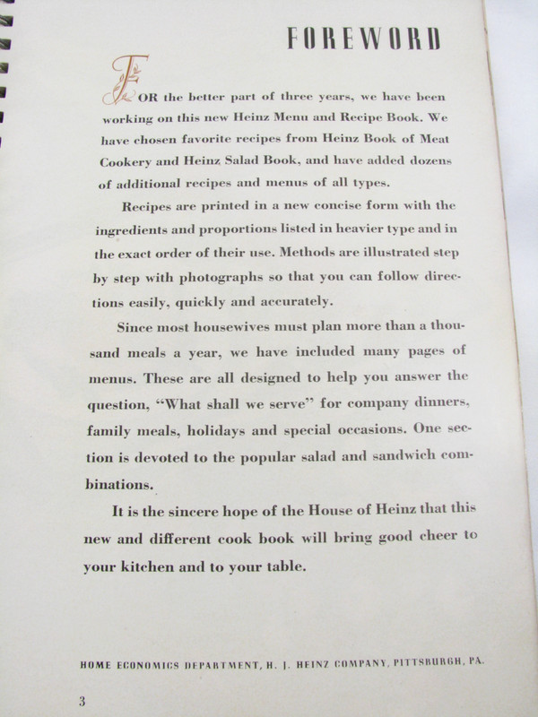 Vintage Heinz Recipe Book Spiral Bound 1939 Ring Wire Bound WWII Cookbook gallery