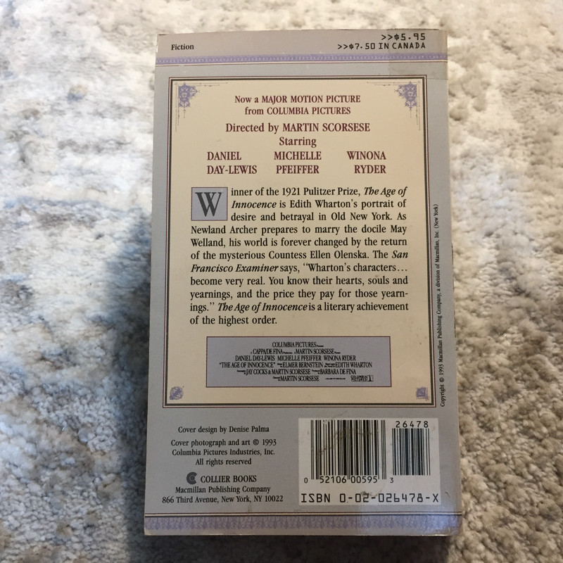The Age Of Innocence Edith Wharton 1993 Collier Book Classic Gilded Age New York gallery