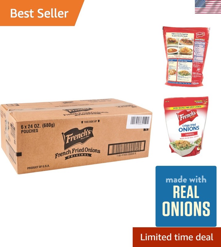 Crispy Fried Onions, 24 oz Pack of 6 - Perfect for Casseroles & Salads