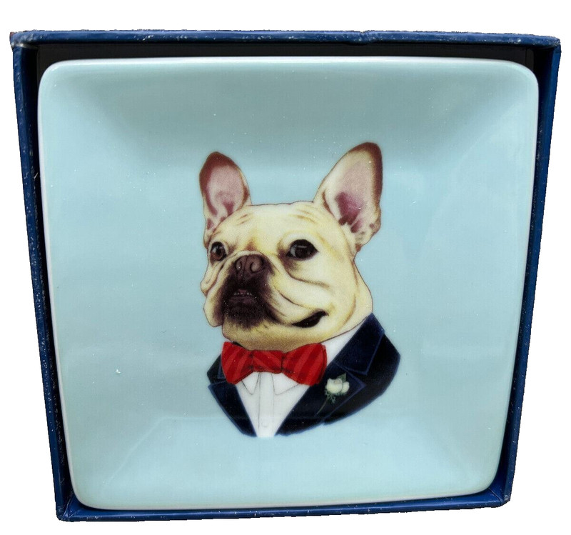 Berkley Bestiary Frenchie Portrait Square Porcelain Tray