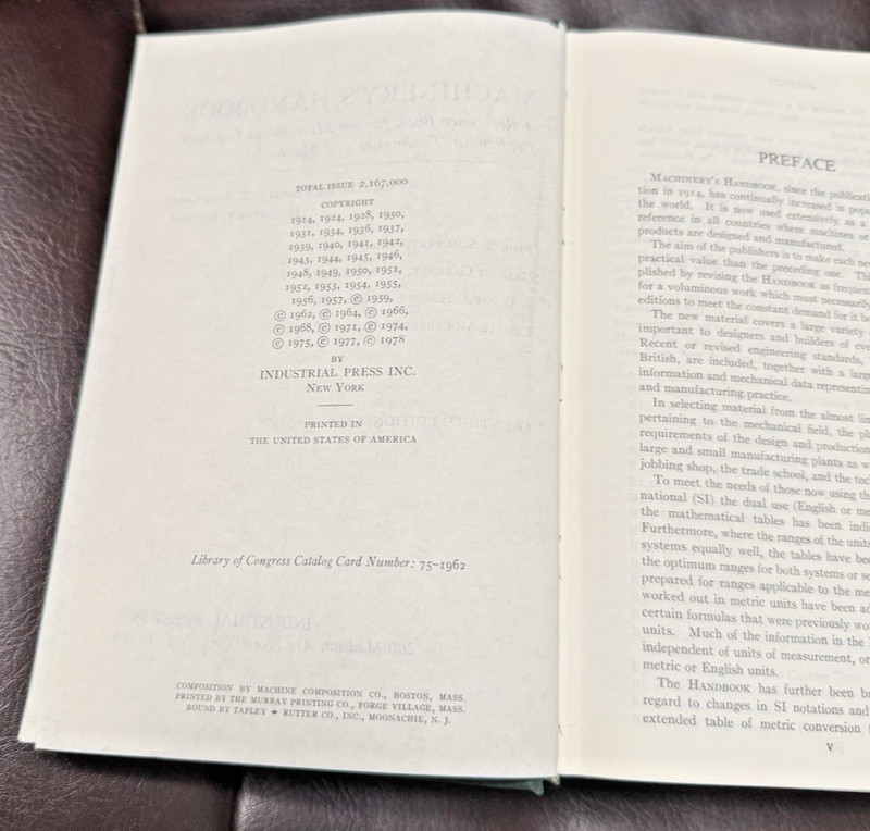 Machinery's Handbook Twentieth Edition; Fifth Printing; 1978; STUDENT EDITION gallery