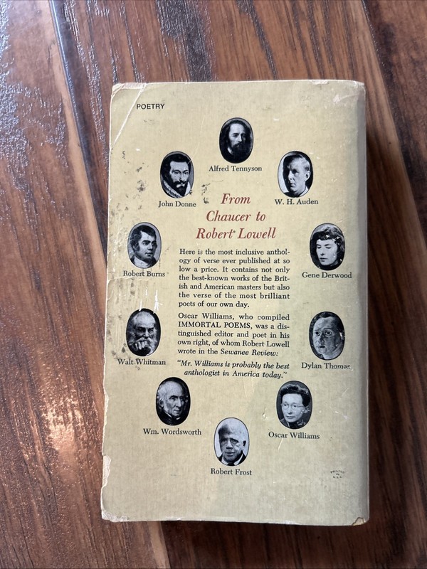 IMMORTAL POEMS of the English Language Oscar Williams Ed Washington Square Press gallery