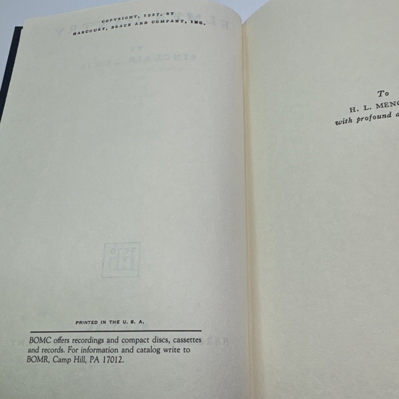 Elmer Gantry Sinclair Lewis Hardcover c1927 Later Print Book of the Month Club gallery