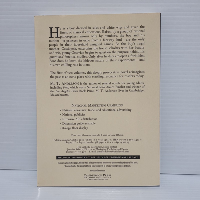 SIGNED M.T. Anderson Octavian Nothing Vol 1 Pox Party Advance Reading Copy ARC gallery
