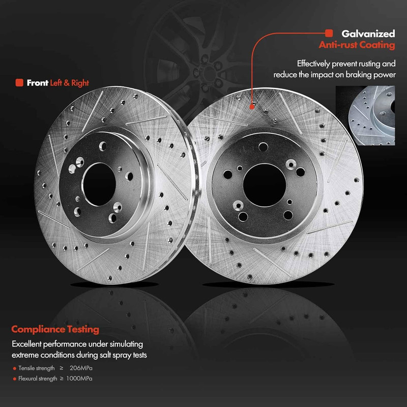 11.81 Inch(300Mm) Front Drilled and Slotted Disc Brake Rotors+Ceramic Pads Kit C gallery