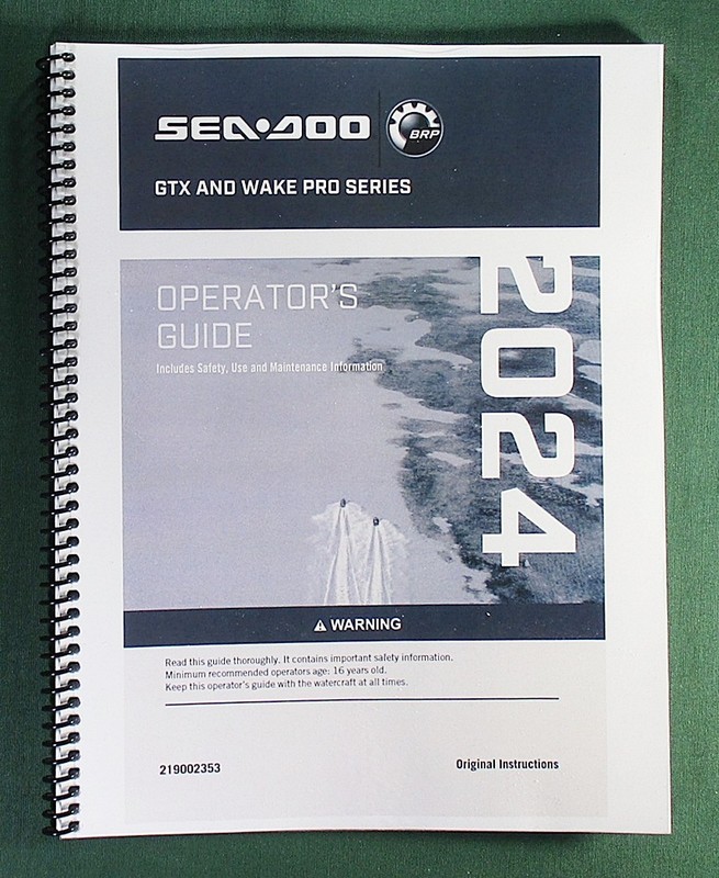 2024 SeaDoo RXT / GTX / WAKE PRO Series Operator’s Manual w/ Protective Covers
