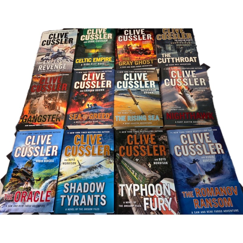 Clive Cussler Hardcover Lot 12 Assorted Fiction Action & Adventure Novels (EN)