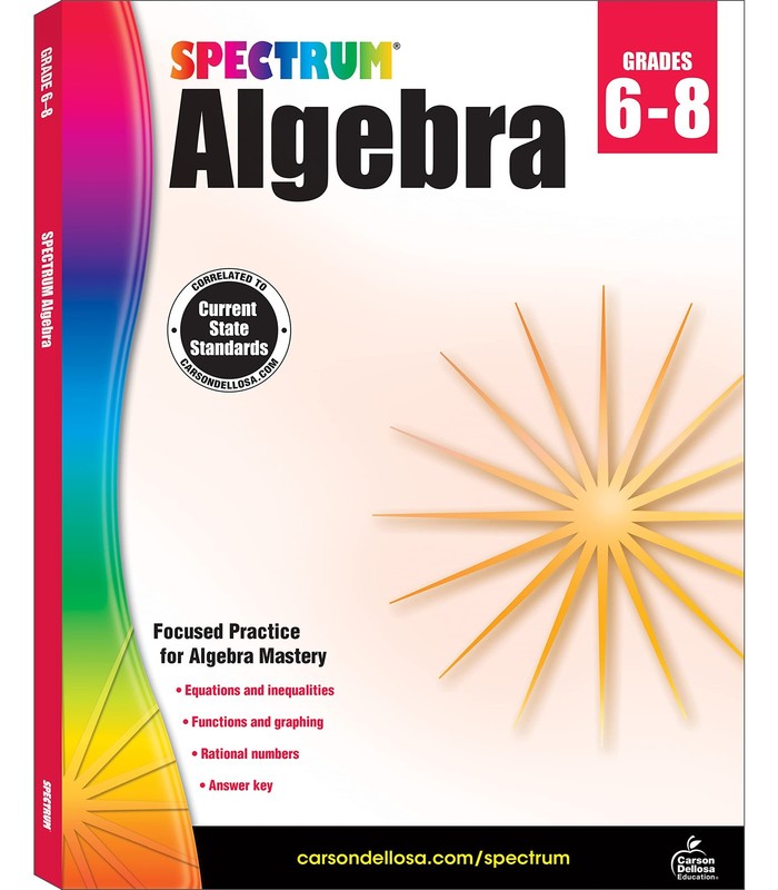 Spectrum Algebra 1 Workbook, Grades 6-8 Math Covering Algebra Equations, Fra…