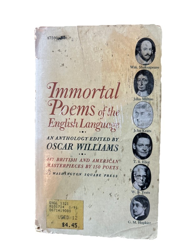 IMMORTAL POEMS of the English Language Oscar Williams Ed Washington Square Press