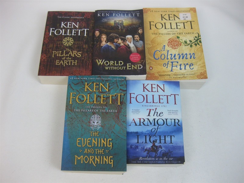 Ken Follett Lot All 5 Kingsbridge Novels Pillars of Earth to Armor of Light