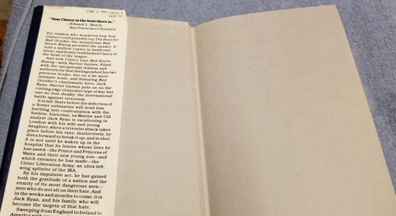1st EDITION 1st PRINTING Patriot Games Tom Clancy 1987 HCDJ w ERRATA errors gallery