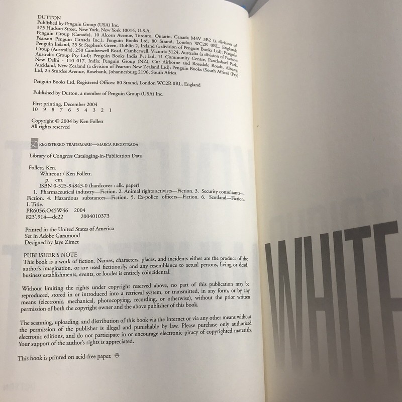Whiteout by Ken Follett ***Free Shipping/Each Added Hardcover/TPB/PB gallery