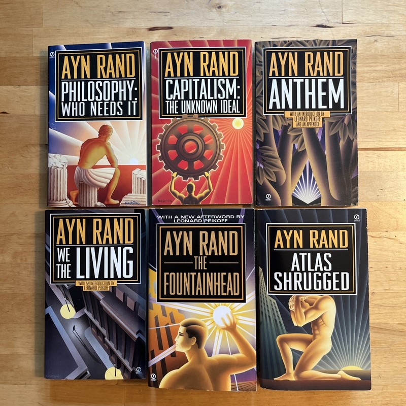Ayn Rand Lot Of 6 Atlas Shrugged The FountainHead Philosophy Capitalism Signet