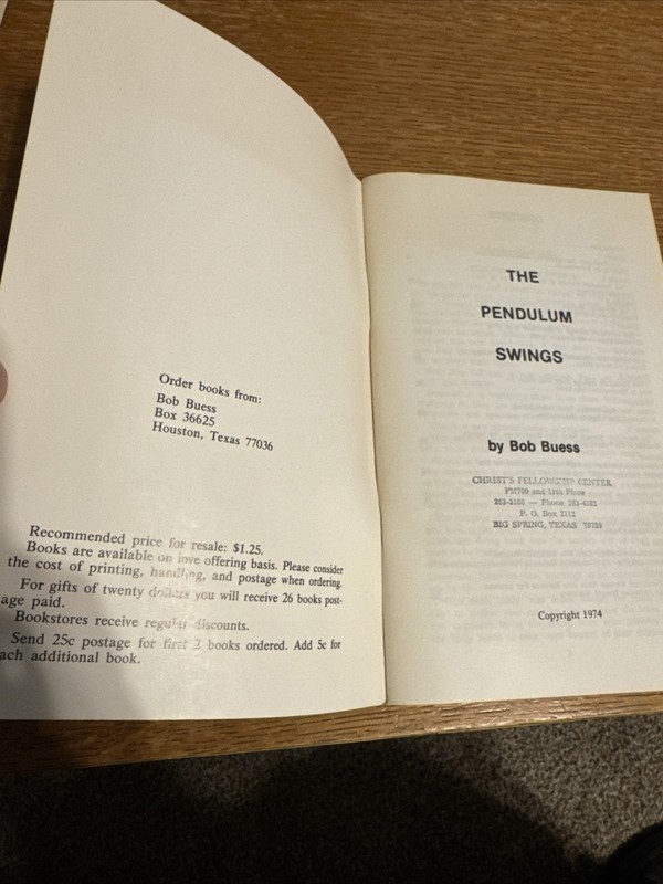 The Pendulum Swings - Bob Buess - Van, Texas - 1974 - Paperback - 92 pages gallery