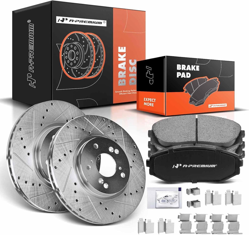 11.81 Inch(300Mm) Front Drilled and Slotted Disc Brake Rotors+Ceramic Pads Kit C gallery